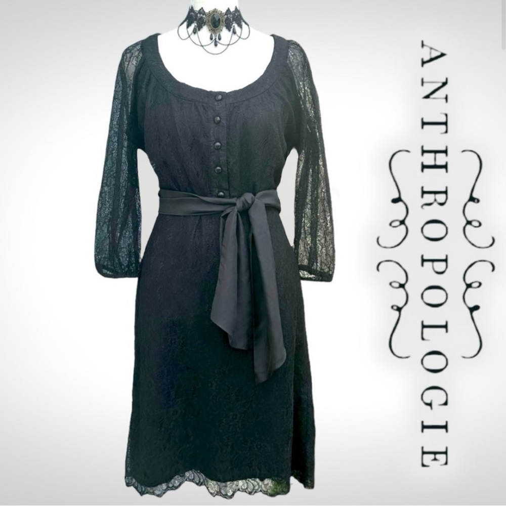 Anthropologie Maeve Black Lace Dress NWT